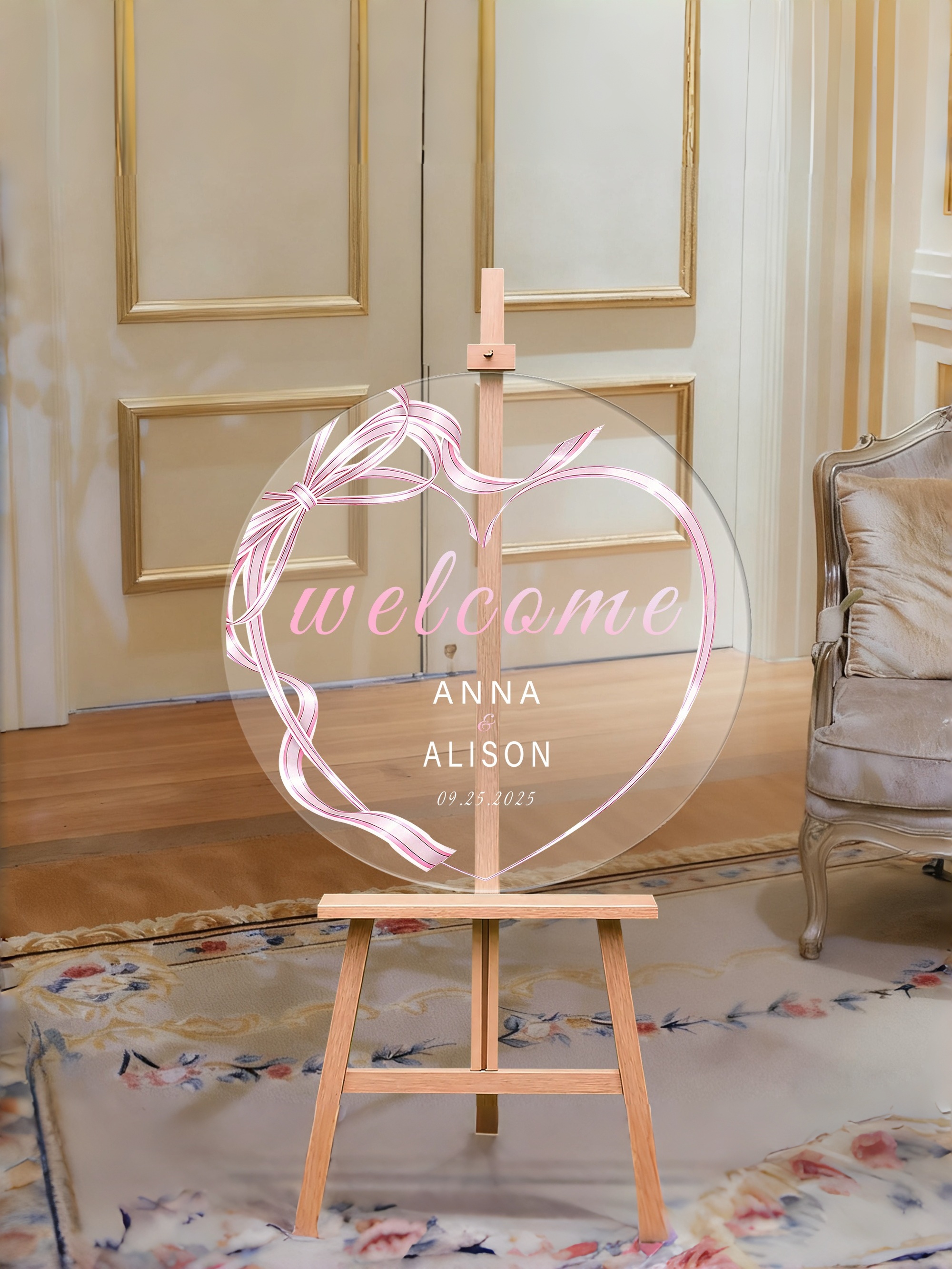 Custom Round Acrylic Wedding Welcome Sign